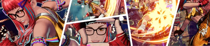 A banner displaying the character Preecha during various moves.